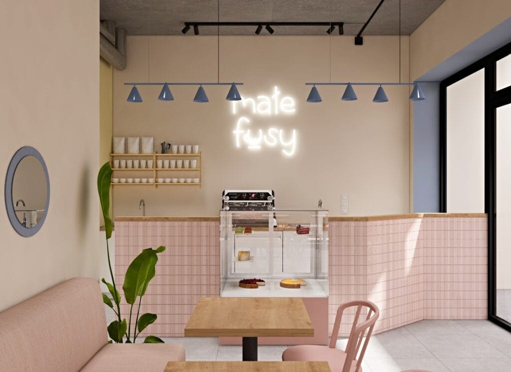 Lada barowa w przytulnej kawiarni.